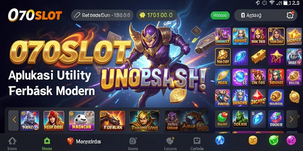 Screenshot utama 070SLOT menampilkan antarmuka aplikasi Utility yang modern dan efektif.