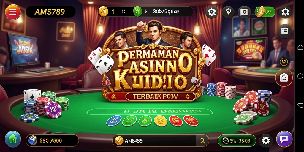Screenshot gameplay AMS789 menampilkan suasana kasino yang mendebarkan.