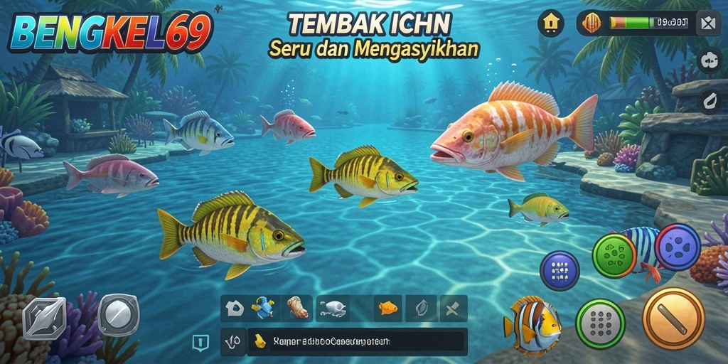 Gameplay seru saat menangkap ikan di BENGKEL69.