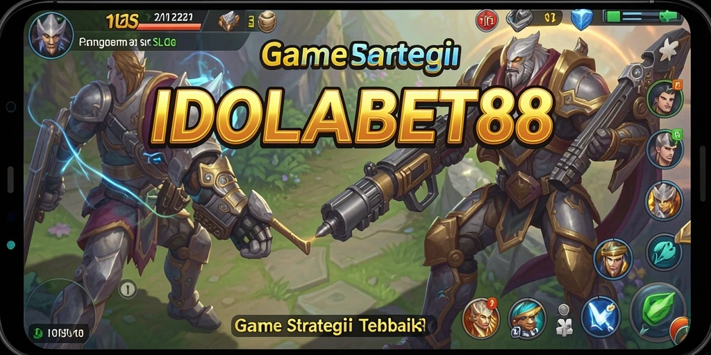Tangkapan layar gameplay IDOLABET88 menampilkan pertempuran epik dan pembangunan kerajaan.