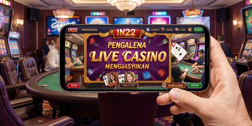 Tampilan dinamis gameplay Live Casino yang menegangkan di IN22.