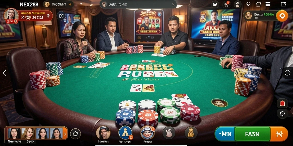 Tampilan gameplay seru di NEX288 saat bermain Poker.