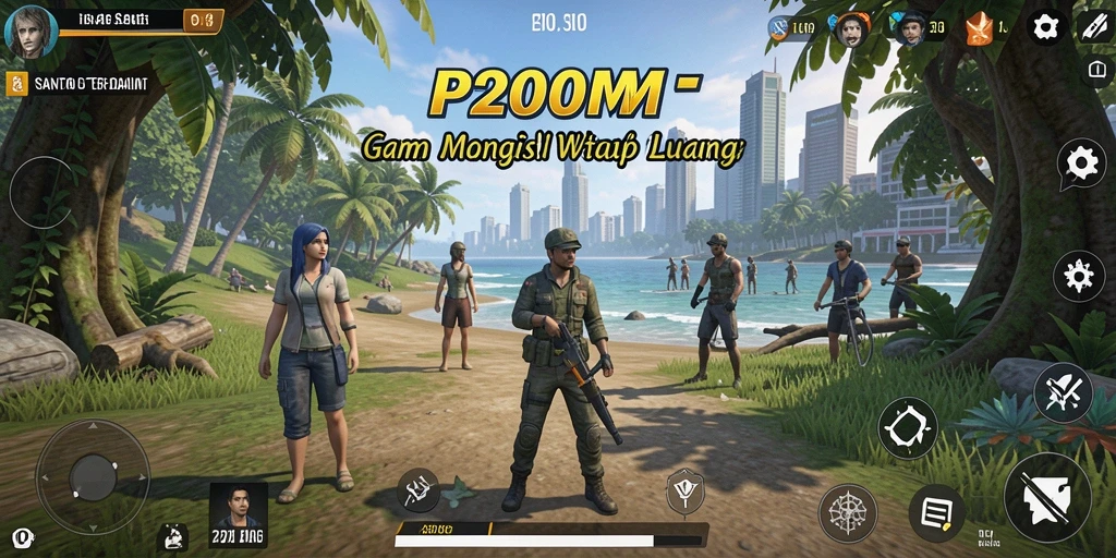 Tampilan gameplay P200M yang cerah dan menarik.