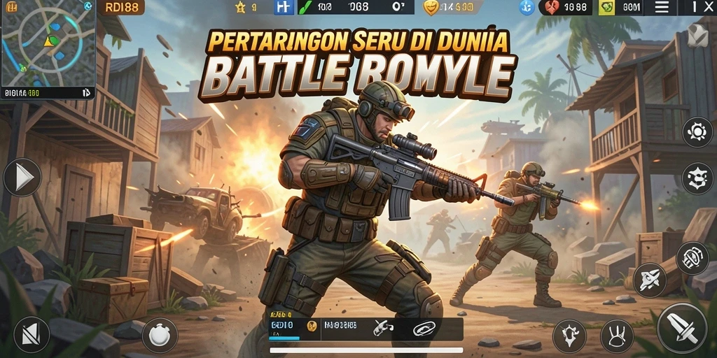 Screenshot gameplay RDI88 menampilkan aksi seru dalam Battle Royale.
