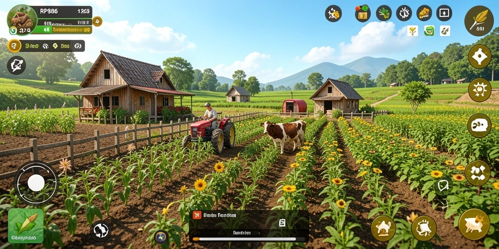Tampilan gameplay RP886 yang seru dan interaktif dalam pertanian.