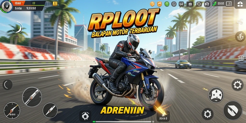 Gameplay RPLOOT dengan balapan motor yang mendebarkan.