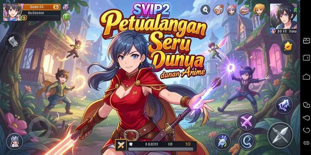 Tampilan gameplay SVIP2 yang menampilkan karakter anime favorit.