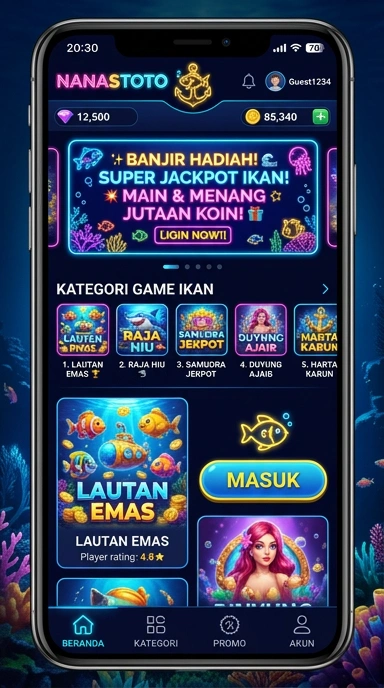 Tampilan aplikasi nanastoto yang bersih dan modern.